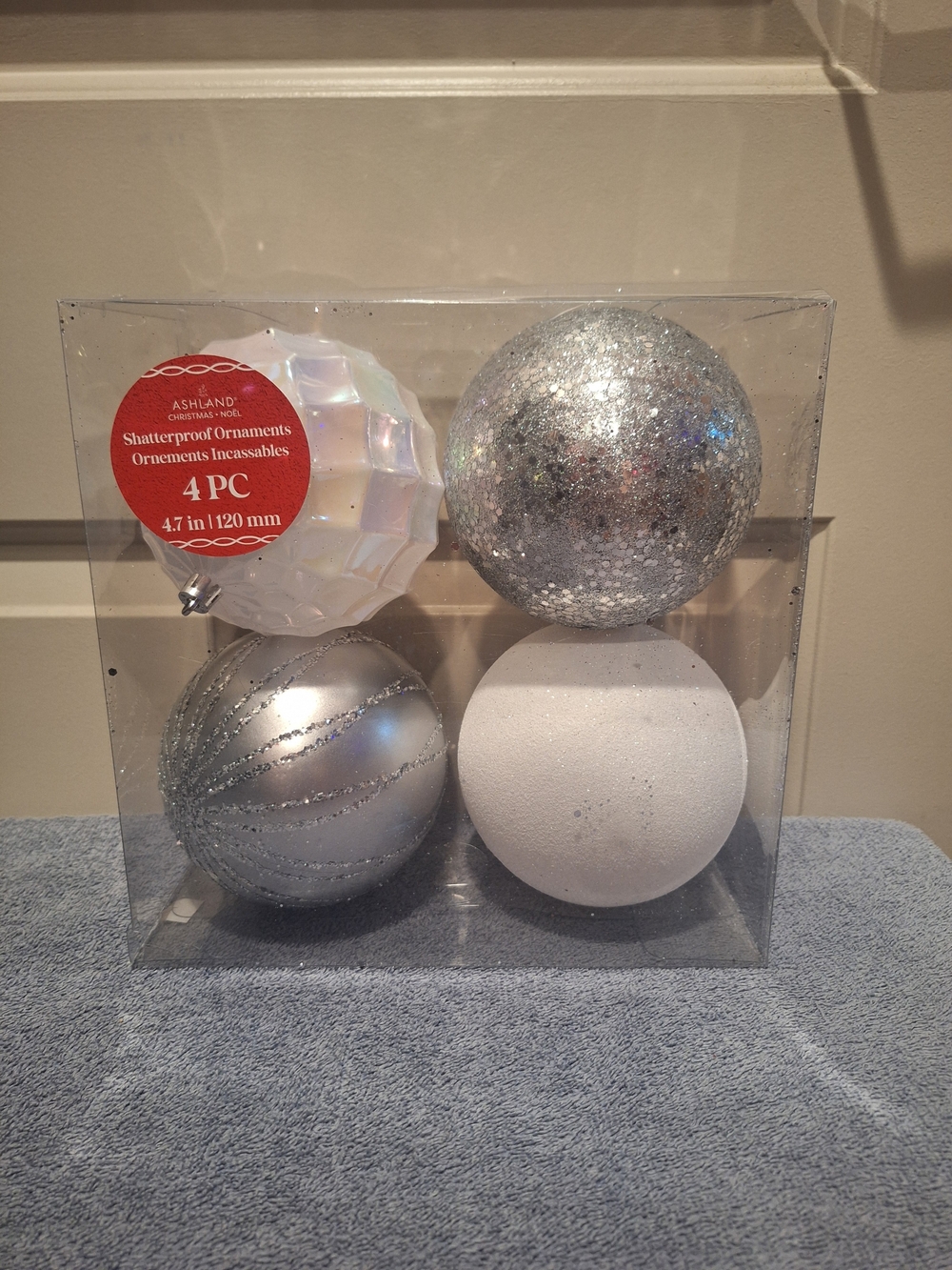 Ashland Silver & White Shatterproof Holiday Ball Ornaments - 4 Pack